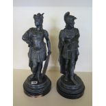 A pair of Spelter figures of Greek soldiers - Height 43 cm