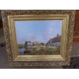 John Lochhead RBA oil on canvas - Hemingford Grey - in a good gilt frame - 50 cm x 60 cm