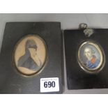 A very good 18th century oval miniature watercolour on ivory - portrait of a young Military Officer