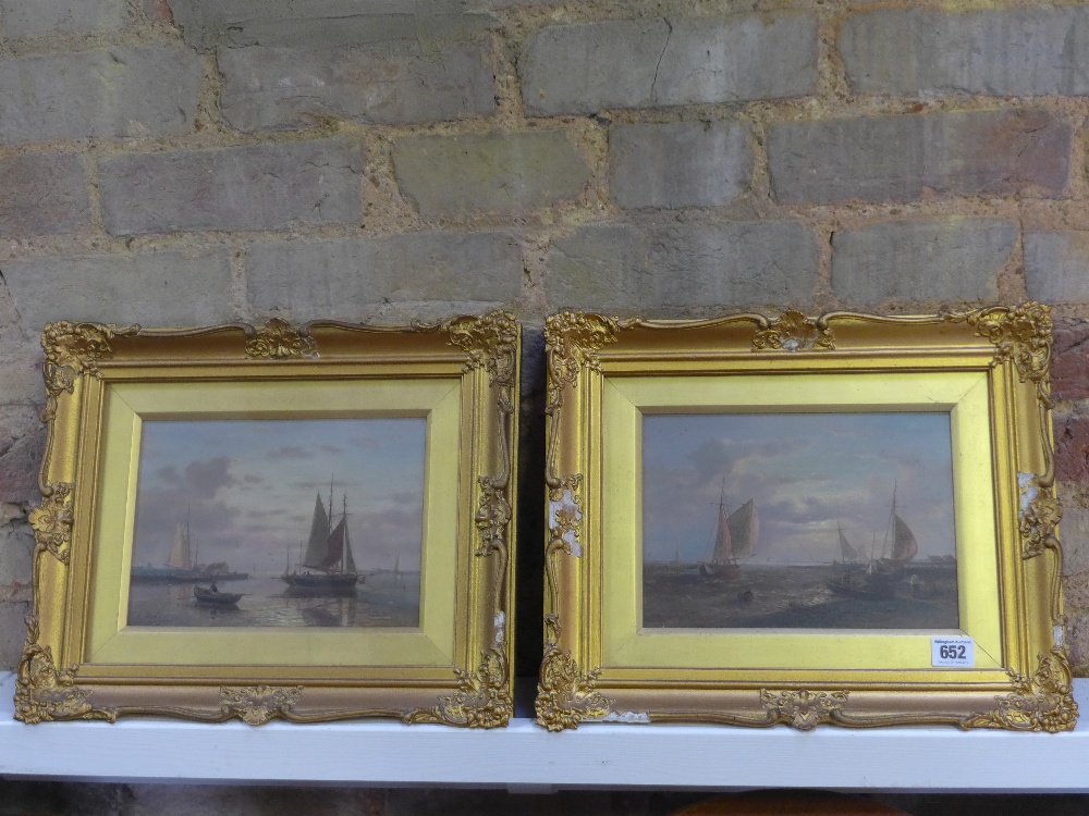 A Hulk - a pair of oil on panel - Maritime scenes - under glass in gilt frames - 17 cm x 24 cm