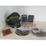 Of Railway Interest - two Railway Caps, a 1950 Rule book Trainsmens manual and Handbook and various