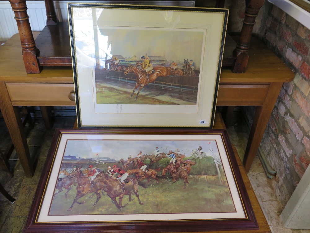 John King print - Artist signed with additional margin pencil drawings of Cheltenham Gold Cup