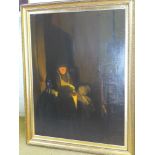 A large oil on canvas interior scene signed Montoya - Mannel Montoya - Spanish Artist 1938 - 2009 -