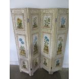 A modern Trompe D'oile painted four section screen - Height 180 cm - each panel 40 m - total max