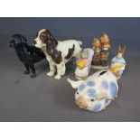 A Goebel group of two children - pencil marks and a Goebel Spaniel, a Royal Doulton Pointer and