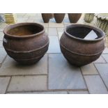A Bramblecrest  pair of cast iron effect - Sicillian - pots - Height 54 cm
