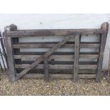 A pair of weathered oak five bar gates - Width of each 1.84 m