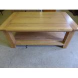 An oak coffee table with an under tier - Width 120 cm x Depth 70 cm