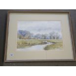 Bill Toop R.I. watercolour - February Woodford Valley - 34 cm x 48 cm