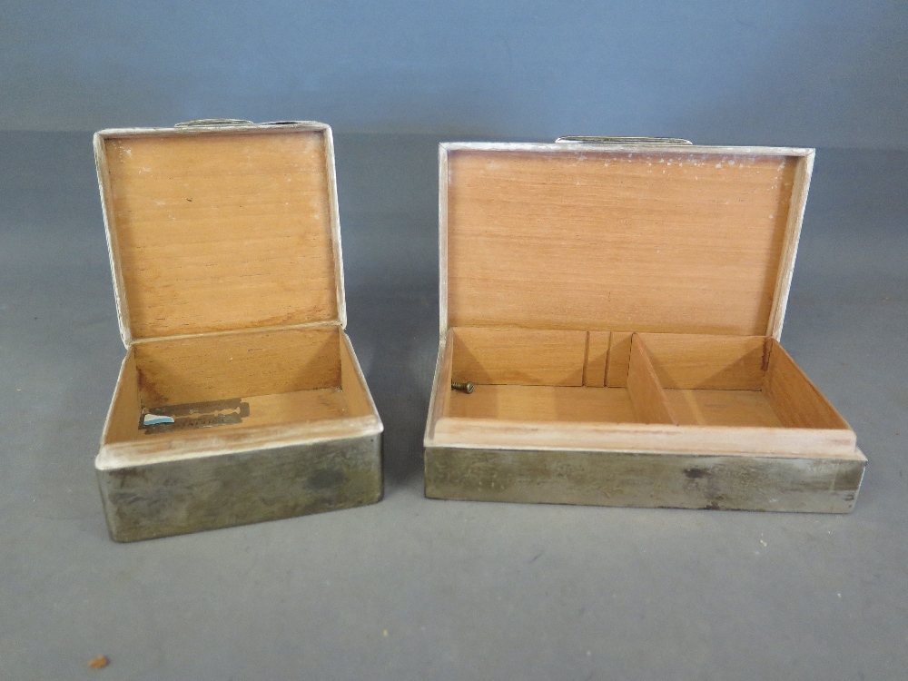 Two silver hallmarked table boxes, one Birmingham 1941 - 42 and inscribed Cambridge Coursing Club - Image 2 of 2