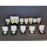 Thirteen Royal Mint silver proof coins from Alderney, Guernsey & Jersey - some coins are rare with