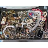 A large assortment of vintage and costume jewellery