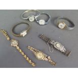 A collection of seven silver cased and other ladies wristwatches including Avia, Oris, Smiths,