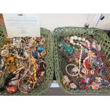 A large collection of vintage costume jewellery including Venetian glass, glass beads, hardstone