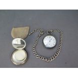 A silver cased pocket watch by Kendal and Dent in case marked  . 800 along with silvered hallmarked