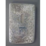 A 1902 bright cut silver slide card case - London hallmark - Height 10 cm