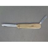 A 9 ct gold stainless steel bladed pocket penknife - Sheffield 1992