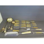 A selection of silver hallmarked flatware and silver plated wares including Elkington plate ladle,