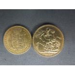 A Victorian full Sovereign dated 1876, half Sovereign dated 1877 both with early head, half