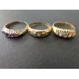 Two 18 ct gold rings - Weight approx. 5 grms and a 9 ct ring - Weight approx 2.5 grms 
Condition