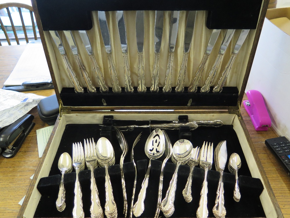 Seventy four piece canteen of Rogers silver plated cutlery