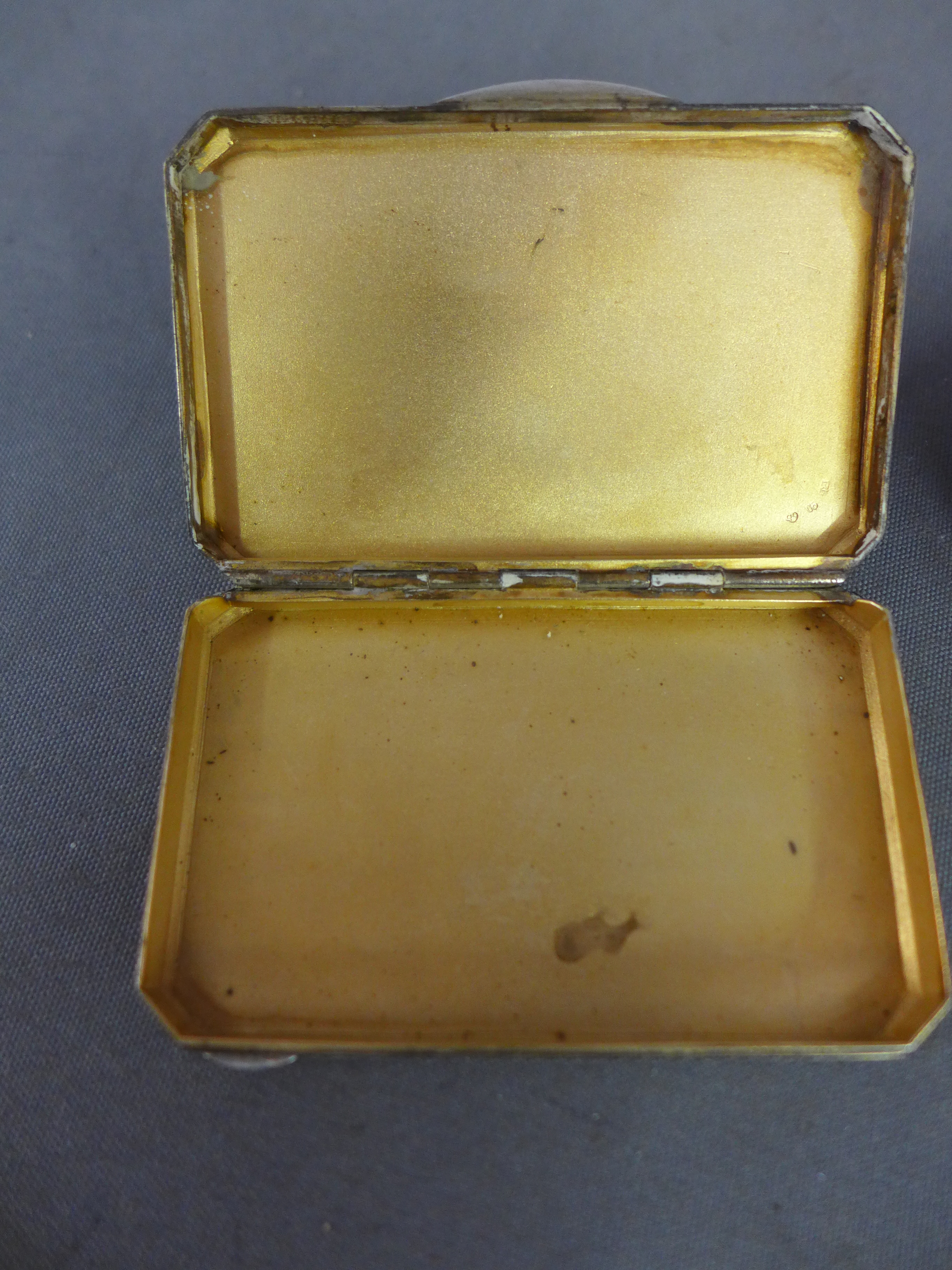 A good Continental silver gilt lined snuff box, the top with a print of a naked reclining female - Image 3 of 4