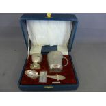 An Indian silver part Christening set comprising of egg cup, spoon and cup - Weight approx. 4.75