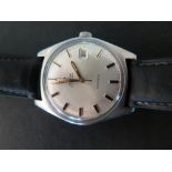 A Gents steel cased Omega Geneve wristwatch with automatic movement  no 565, silvered face with