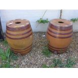 A pair of Doulton Lambeth ceramic barrel - 48cm diameter x 61cm high