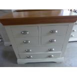 An ex display four over two painted chest of drawers - Height 92 cm x Width 98 cm x Depth 41 cm