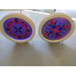 A pair of modern Victorian style leaded round windows - Diameter 61 cm