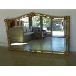 A large modern gilt overmantel mirror - Height 1.15 m x 1.