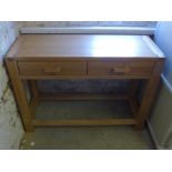 A modern oak John Lewis two drawer sidetable - Height 80 cm x 1.