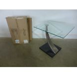 A pair of Cassia glass top lamp tables - one boxed - 56 cm x 61 cm x 60 cm tall - original cost