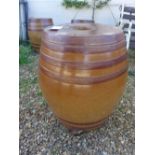 A Doulton Lambeth ceramic barrel - 55cm diameter x 66cm high