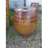 A Doulton Lambeth ceramic barrel - 55cm diameter x 66cm high