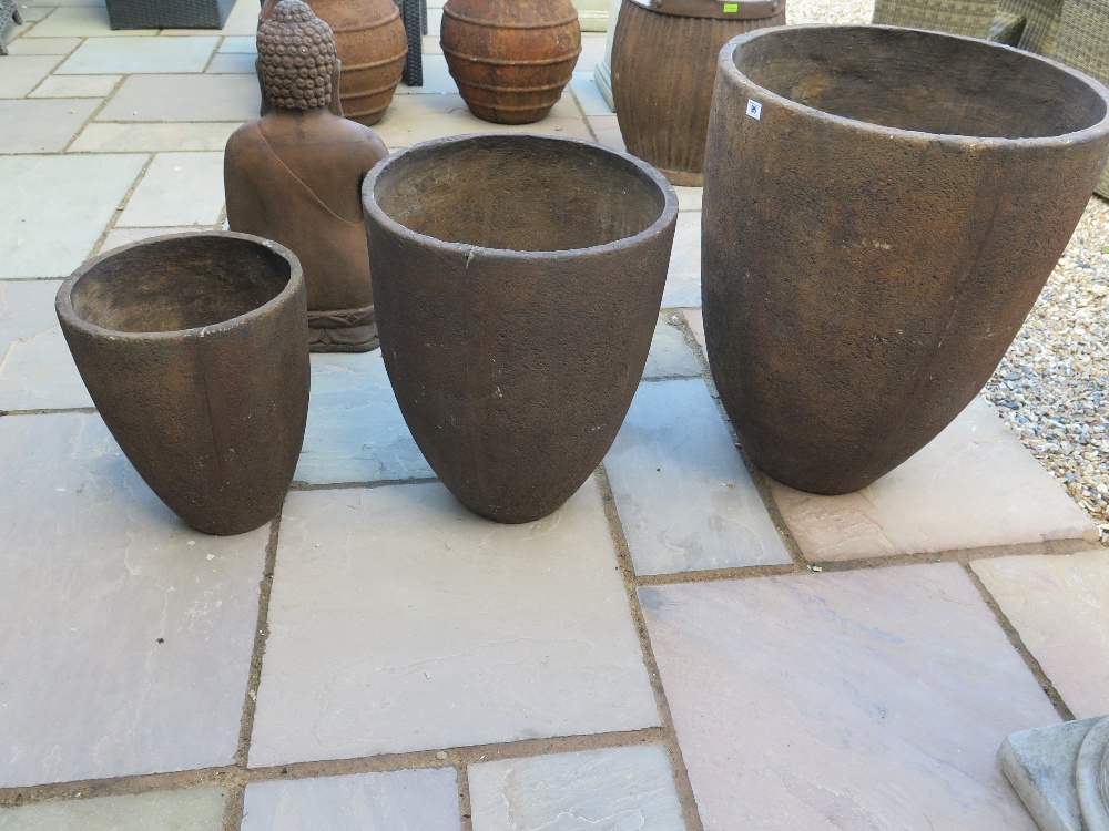 A Bramblecrest  graduating set of three - Sicilian - tapering pots - Height 53 cm,