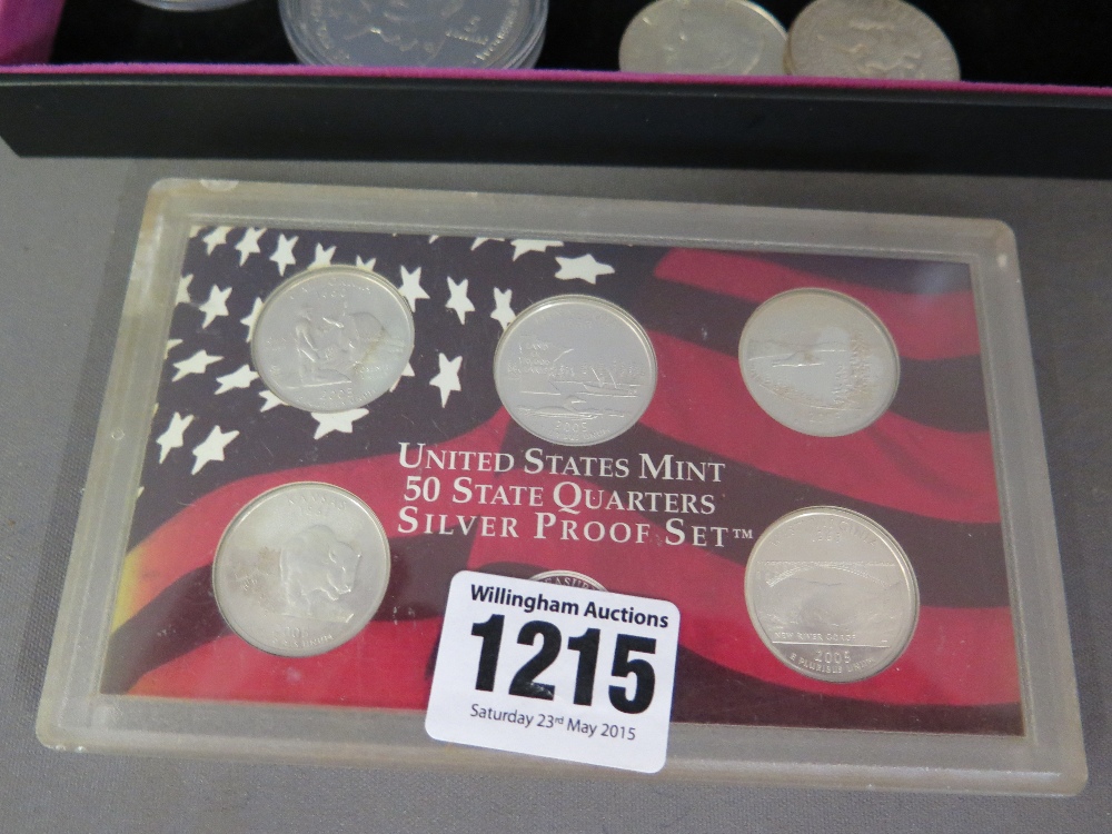 A collection of United States silver coins to include 50 State Quarter silver proof set, - Image 3 of 8