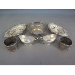 Two silver hallmarked bon bon dishes - Chester, one bon bon dish marked for Birmingham ,