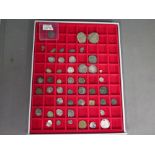 A tray containing a large quantity of hammered coins - approx.