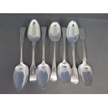 Seven hallmarked silver serving spoons including on 1811 London, Thomas Streetin, two 1811 London,