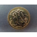 A 1965 fine gold Sovereign