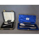 Two boxed silver Christening sets, spoon and pusher - Birmingham 1958,