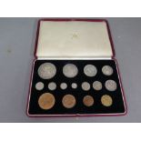 United Kingdom George VI fifteen specimen coin set - including Maundy money - in original fitted