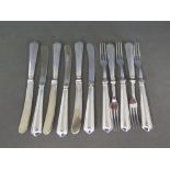 Six silver handled knives and five forks - Hallmark Birmingham 1939 - 40