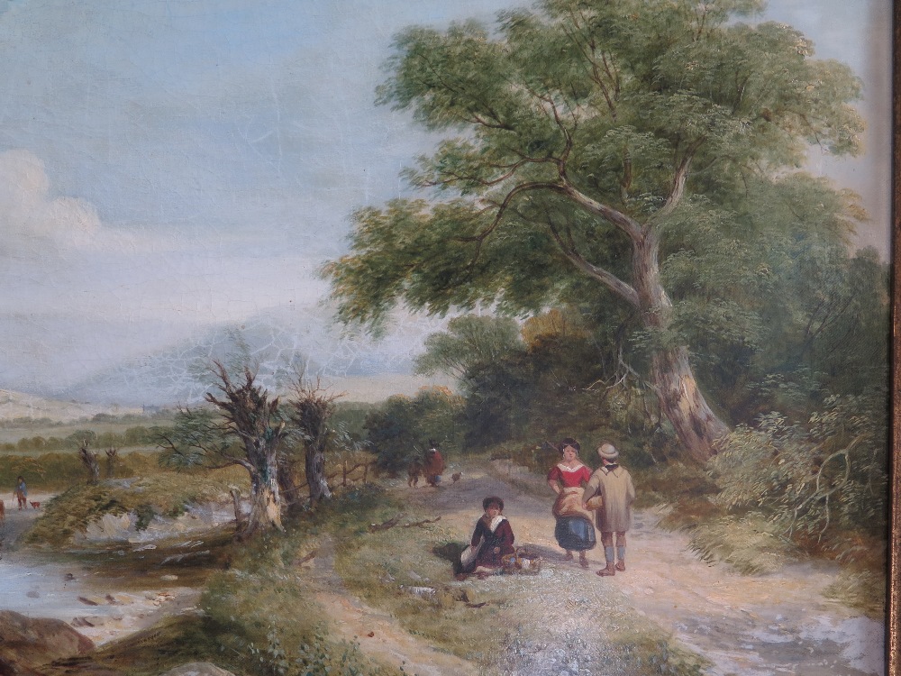 Samuel David Colkett - 1800 - 1863 - oil on canvas - Landscape with figures to fore cattle to - Image 3 of 7