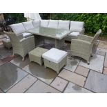 A Bramblecrest Cotswold casual dining set - three missing stool covers