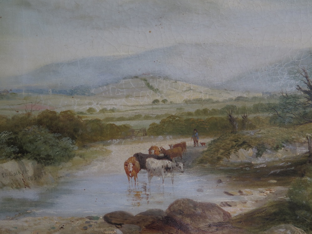 Samuel David Colkett - 1800 - 1863 - oil on canvas - Landscape with figures to fore cattle to - Image 2 of 7