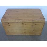 A large 19th century stripped pine box w