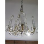 A drop lustre five branch chandelier 40c